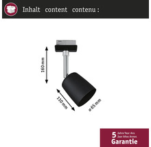 Rozměry černého kolejnicového svítidla