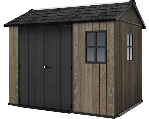 Zahradní domek s dvoukřídlými dveřmi a okny