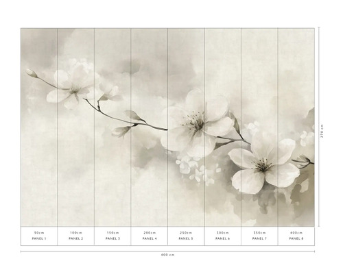 Nástěnná malba s květinovým vzorem a rozměry