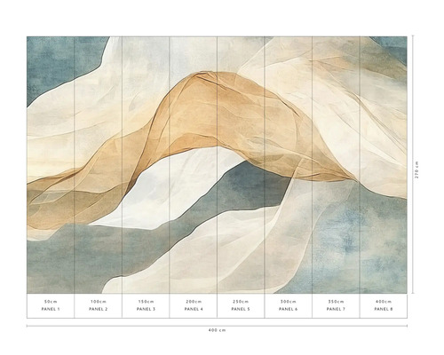 Foto tapeta s abstraktním designem o rozměrech 400 x 270 cm, skládající se z osmi pruhů