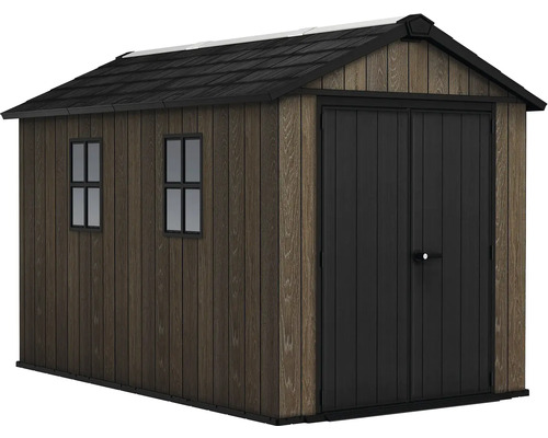 Zahradní domek s dvoukřídlými dveřmi a dvěma okny