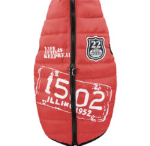 Prošívaná psí bunda se zipem a potiskem