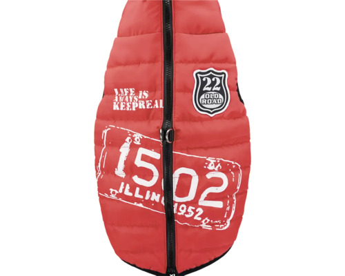 Prošívaná psí bunda se zipem a potiskem