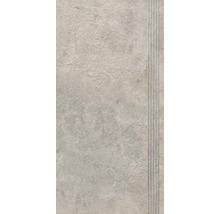 Šedá dlaždice z jemné kameniny s drážkovanou strukturou