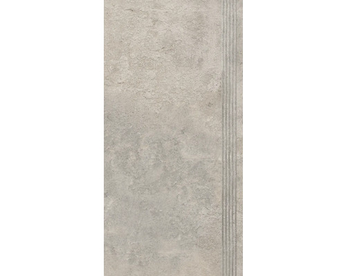 Šedá dlaždice z jemné kameniny s drážkovanou strukturou