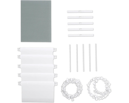 Skládací roleta s příslušenstvím pro montáž