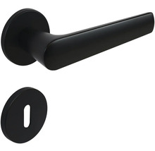 Černá klika dveří s klíčovou rozetou