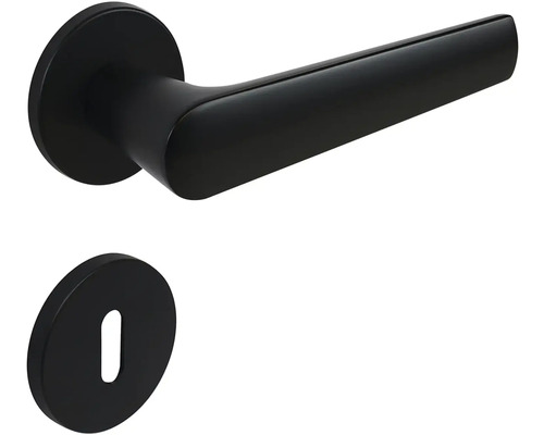 Černá klika dveří s klíčovou rozetou