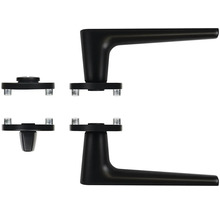 Černá sada kliky ke dveřím s upevňovacím materiálem