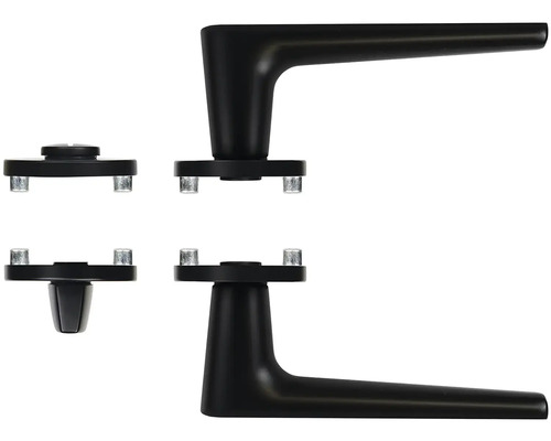 Černá sada kliky ke dveřím s upevňovacím materiálem