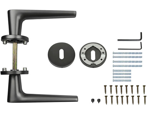 Sada kliky ke dveřím s rozetami a upevňovacím materiálem