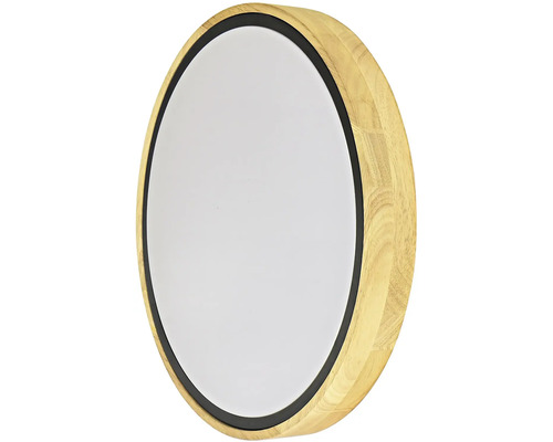 Kulaté zrcadlo s dřevěným rámem
