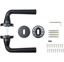 Kliky ke dveřím s rozetami a montážním materiálem