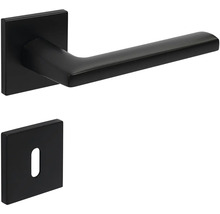 Sada kliky ke dveřím s hranatou rozetou a krytkou klíčové dírky