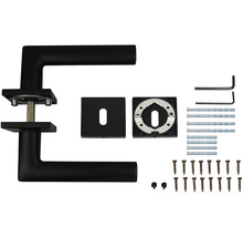 Černá sada kliky dveří s upevňovacím materiálem pro interiérové dveře