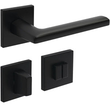 Sada kliky ke dveřím s hranatou rozetou a otočným knoflíkem