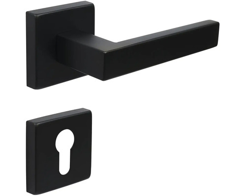 Černá interiérová dveřní souprava se čtvercovou rozetou a klíčovou rozetou