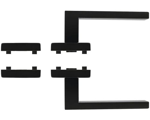 Kovová klika dveří s montážními prvky