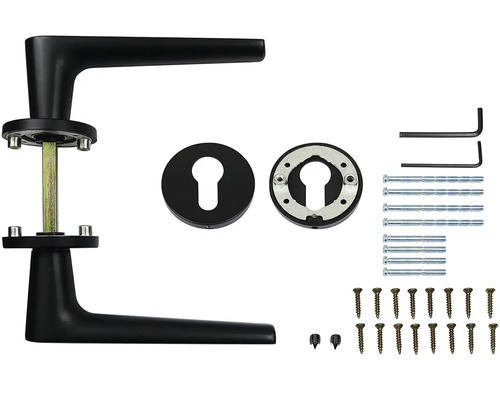 Sada kliky ke dveřím s rozetami a upevňovacím materiálem