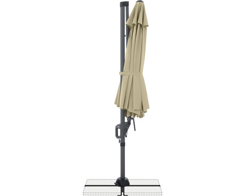 Zavřený slunečník s boční nohou se stojanem pro zahradu