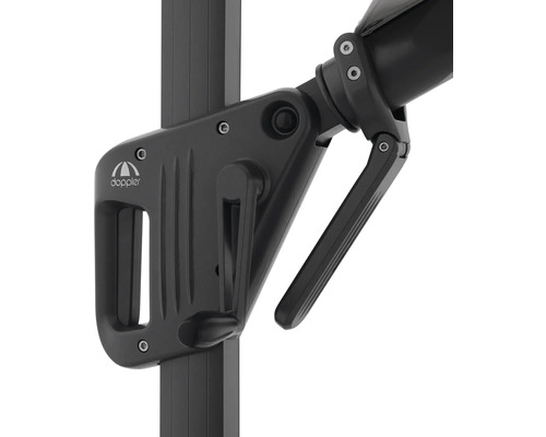 Detailní záběr loga Doppler a kliky slunečníku