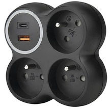 Napájecí lišta se čtyřmi zásuvkami a dvěma porty USB