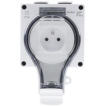 Zásuvka s ochranným kontaktem s výklopným víkem pro venkovní použití