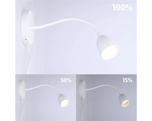 Nástěnné svítidlo s nastavitelným jasem, vhodné pro různé potřeby osvětlení