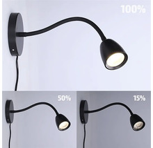 Nástěnné svítidlo s flexibilním ramenem a různou úrovní jasu