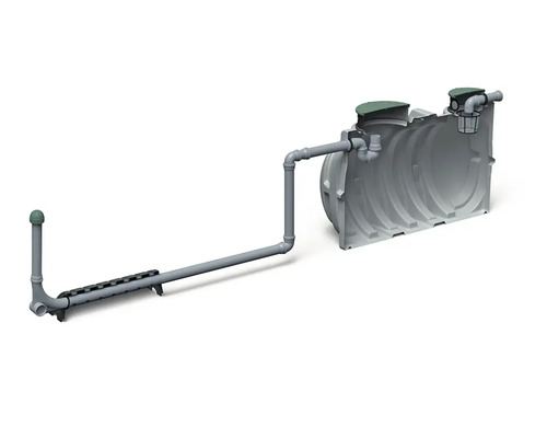 Systém dešťové kanalizace s nádrží a potrubím