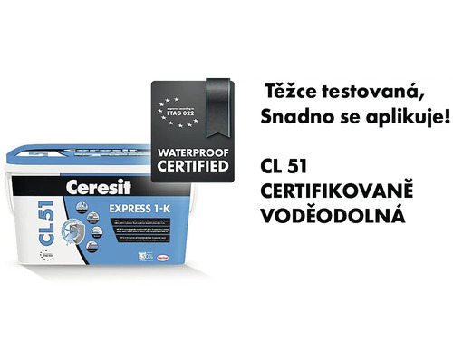 Hydroizolace Ceresit CL 51 Express 1-K, vodotěsná certifikace
