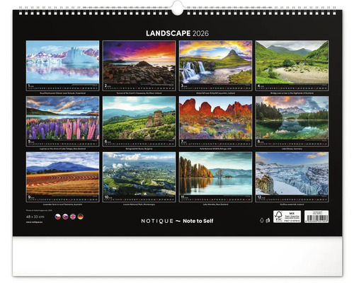 Kalendář krajiny 2026 s fotografiemi krajin z celého světa