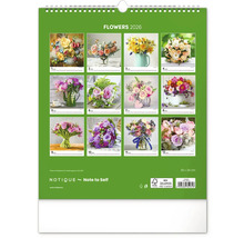 Květinový kalendář 2026 s dvanácti různými květinovými aranžmá