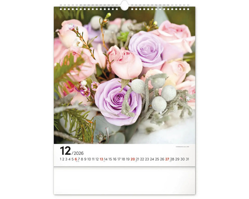 Nástěnný kalendář prosinec 2026 s motivem růží