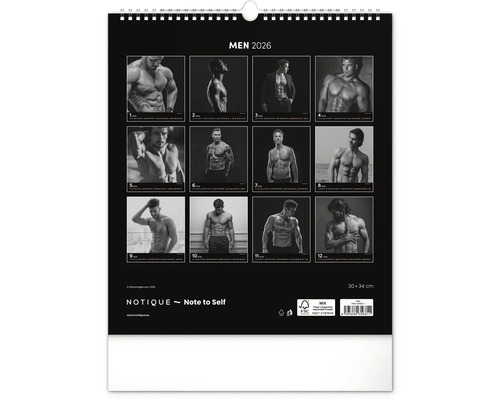 Kalendář Muži 2026 s černobílými fotografiemi