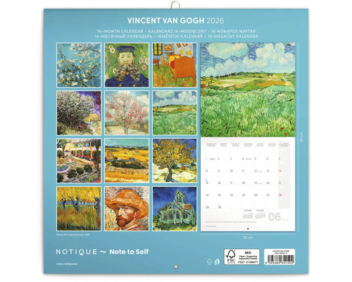 Kalendář Vincenta van Gogha 2026, 16měsíční kalendář s obrazy