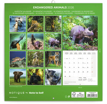 Kalendář Notique Endangered Animals 2026 s obrázky zvířat