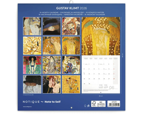 Gustav Klimt kalendář na 16 měsíců, rok 2026