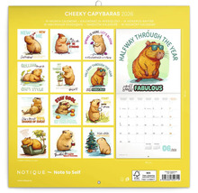 Kalendář Cheeky Capybaras 2026, 16měsíční kalendář s ilustracemi kapybar s motty
