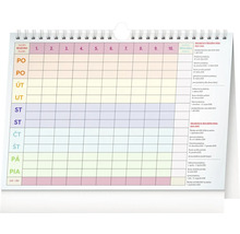 Školní kalendář s rozvrhem hodin a informacemi o školním roce 2025/2026 a 2026/2027.