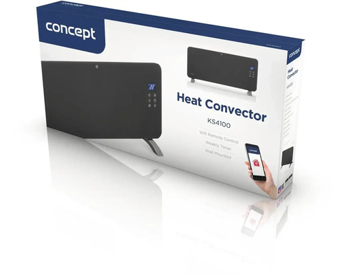 Balení topného konvektoru Concept KS4100 s Wifi dálkovým ovládáním, týdenním časovačem a montáží na stěnu