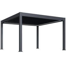 Volně stojící šedá pergola s lamelovou střechou