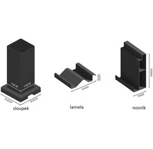 Ilustrace sloupku, lamely a nosníku s rozměry