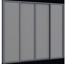 Skříň s posuvnými dveřmi se čtyřmi dveřmi a vodorovnou liniovou strukturou