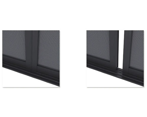 Detailní pohled na dveře proti hmyzu s rámem a sítí