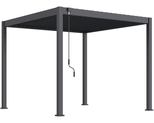 Čtvercová zahradní pergola s klikovým mechanismem pro ochranu proti slunci