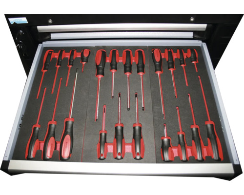 Zásuvka se šroubováky v pěnové vložce