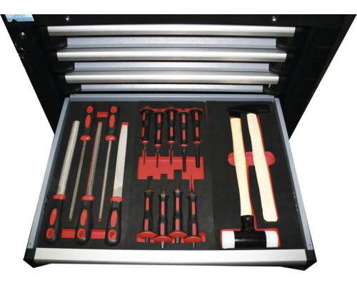 Zásuvka na nářadí s pilníky, šroubováky a kladivy