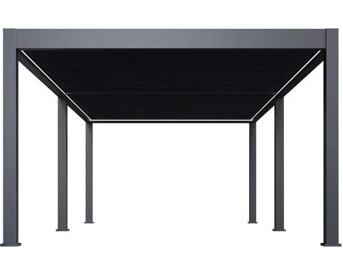 Samostatně stojící šedé terasové zastřešení s lamelovou střechou