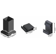 Obrázek různých komponent s rozměry